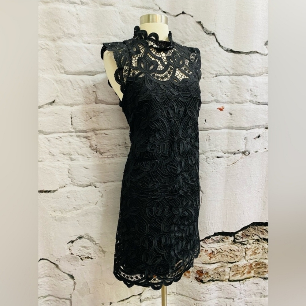EUC Laundry by Shelli Segal Little Black Dress Lace Sleeveless Party Wedding 8